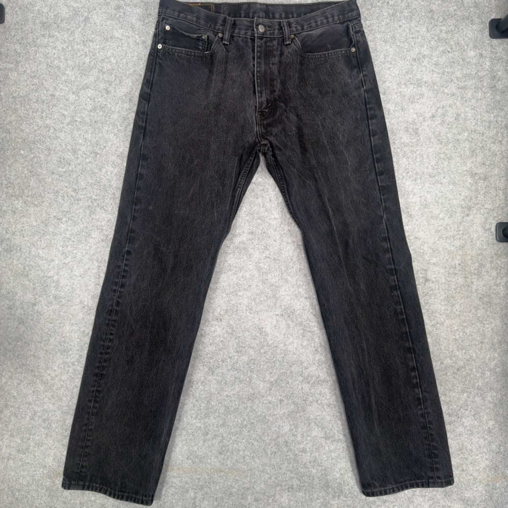 Levis 505 Regular Fit Straight Leg Black Denim‎ Jeans Mens 36x34